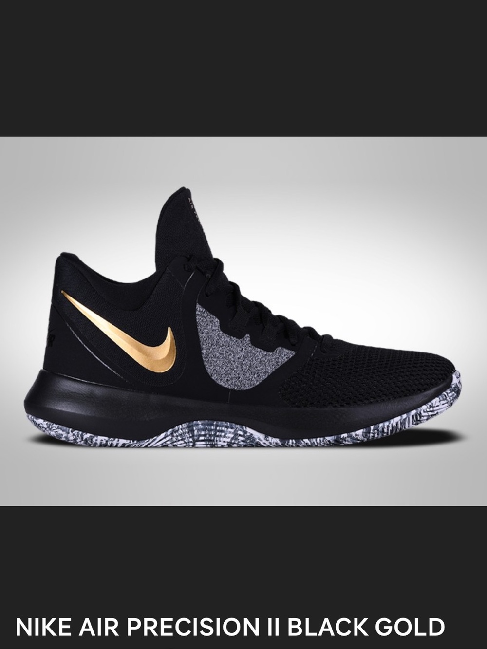 Men’s Nike Performance Basketball Shoes Precision 2 Black and Gold Size 11.5